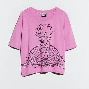 NEW ZARA Maggie The Simpsons Cropped Oversized Boxy  T-Shirt